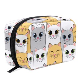ZOEO Makeup Pouch Cute Cats Kitten Mini Makeup Bag Organizer Travel Zip Toiletry Bag Small Cosmetic Train Case Beauty Bag for Teens Girls Women
