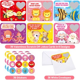 Fancy Land Valentines Day Cards Funny Scratch-Off Jokes for Kids Valentine Classroom Gift Exchange 36 Pack