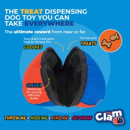 Tug-E-Nuff The Clam | Compact Dog Treat Dispenser Toy with Clever Opening Mechanism | Ideal for Interactive Dog Training | Pocket-friendly and Size 4.5 inches