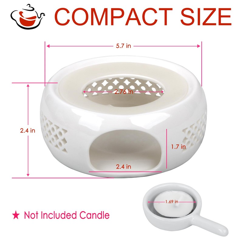 KAYCROWN Teapot Warmer, Ceramic Tea Warmer with Tealight Holder, Teapot