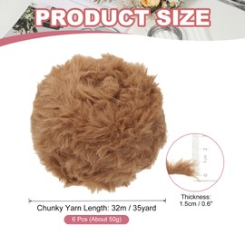 PATIKIL 35yds Plüschgarn Kunstpelzgarn, 6 Knäuel 0,4"OD 50g Plüschwolle Garn zum Stricken Weiches Flauschgarn Häkeln Dickes Plüschfell Yarn für DIY Basteln, Handstricken, Dunkelbraun