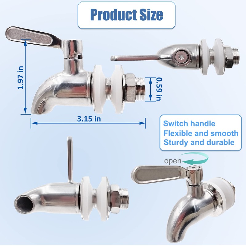 Replacement Stainless Steel Spigot for Berkey Big, Travel, Royal Gravity-fed