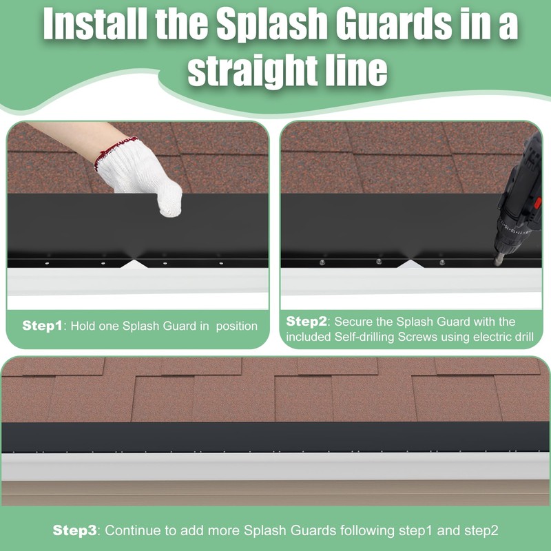 Memrita 2 Pcs Gutter Valley Splash Guards Roof Rain Diverter,Aluminum