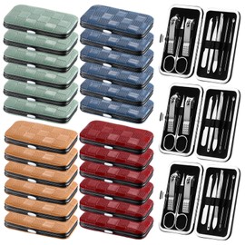 Lanties 24 Sets Manicure Set Bulk Professional Nail Care Kit Nail Clippers Kit 8 in 1 Stainless Steel Pedicure Set with Travel Case Portable Grooming Kits Gifts for Men Women Friends (Classic)