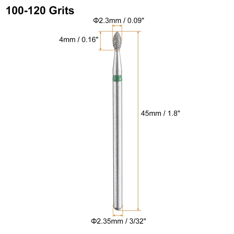 sourcing map 10pcs 100-120 Grits Diamond Grinding Bit 2.3mm Oval