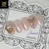 Pink pearl powder handmade nail tips - Short round /