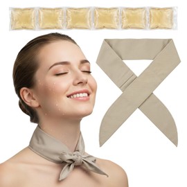 Flexible Cooling Neck Wrap with Soft Fabric Cover, Reusable Gel Ice Pack for Heat Relief, Migraines, Pain Management, Summer Outdoor Work (Champange)