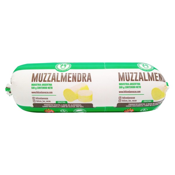 Felices Las Vacas Muzzalmendra Vegan Mozzarella Almond Mozzarella Cheese - Gluten Free & Kosher, 500 g / 1.1 lb sealed bar