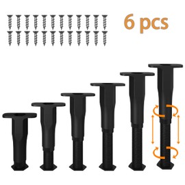 amusediy Adjustable Bed/Furniture Support Legs Replacement - Universal Bed Stabilizer Kit, Prevent Sagging & Collapse for Queen/King/Platform Beds with Precision Height Adjustment (6PC (5.1"-8.6"))