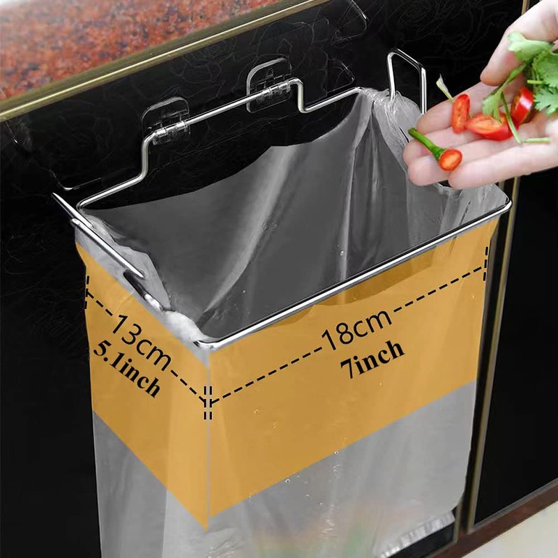 Trash Bag Holder for Cupboards Kitchen Cabinet Door, Stainless Steel