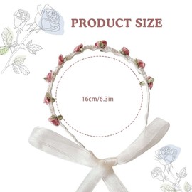 JOZMMZEOOA Rose Flower Wreath Hair Band, 2 Pieces Beads Hair Accessories, Pink Beige Flowers Headpiece, Women's Headband, Dirndl Small Roses Flowers Headpiece, for Parties, Festivals, Weddings, Travel