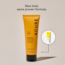 Acure Brightening Cleansing Gel - Vegan Face Scrub, Gentle Facial Cleanser for Radiant Skin with Pomegranate, Blackberry & Acai Infused, Antioxidant-Rich Formula for All Skin Types - 4 fl oz