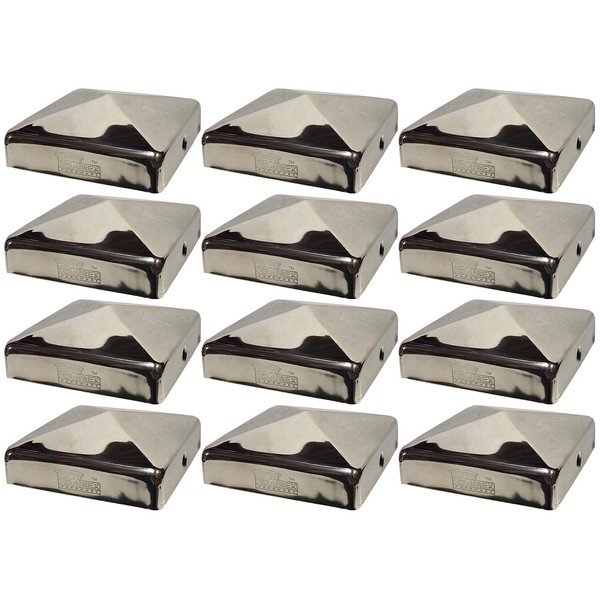 12 Pack - Stainless Steel Heavy Duty 3.5x3.5 Post Cap