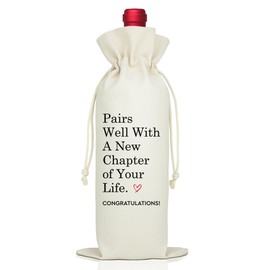 LAGZDFC Pairs Well With A New Chapter of Your Life Wine Champagne Gifts Bag, Reusable Wine Wrap Bag, Going Away Present, New Job Gifts, Farewell Leaving Congratulations Present for Mentor Collegues