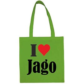 Reifen-Markt I Love Jago Shopping Bag School Bag Gym Bag 38 x 42 cm in Black or White, Green