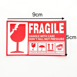 Creve Cell FRAGILE Flagile Sticker Labels Small 9x5cm Waterproof Glossy Rubbing Care Suitcase Decoration (Set of 30)