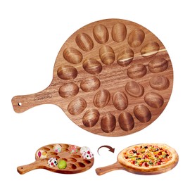 Erwuldor Deviled Egg Platter & Deviled Egg Tray- Acacia Wood Multipurpose 24-Slot Deviled Egg Holder-for Deviled Eggs Or Cheese.Deviled Egg Plate for Holiday Gatherings.