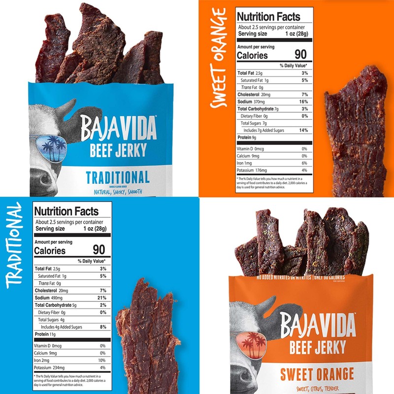 BAJA BEEF Jerky Snack Packs - Beef Jerky Variety Pack,