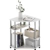Maykoosh Handcrafted Haven Space Saving Corner Desk with Shelves, Stainless