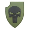 Skull Shield Morale Tactical PVC Patch (Blackout Subdued) (Olive Drab)