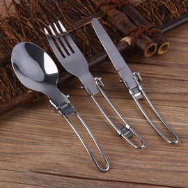 Leapiture Stainless Steel Tableware Portable Tableware Foldable Knife Fork Spoon Knife Traveling Knife Fork Spoon Set Outdoor Tableware Set Folding Cutlery Set