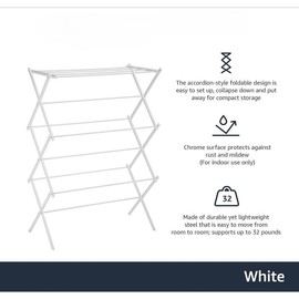 Drying Rack for Air Drying Clothing, Indoor Outdoor Use Foldable Portable Laundry  - 29.4 x 14.8 x 41.9 inches (LxWxH), White - Color: Chrome, Size: 29.4 X 14.8 X 41.9 Inches