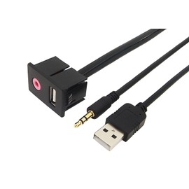 CHELINK Universal 1.5M Flush Mount Autos 3.5mm USB AUX Headphone Male Jack Mounting Modified Socket for Volkswagen Toyota