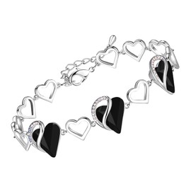 Leafael Infinity Love Heart Bracelet, Birthstone Bracelets For Women with Healing Stones, Allergy-Free Jewellery for Women with Gift Box, Silver-Tone Link Charm Bracelet, 7-inch chain 2-inch Extender