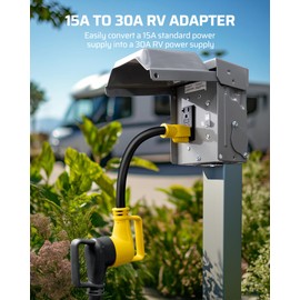 DEWENWILS RV Extension Cord, NEMA 5-15P 15 Amp Male Plug to TT-30R 30 Amp Female Receptacle, 12Inch RV Electrical Adapter, 10AWG STW Power Adapter for Camper Caravan Van Trailer, Rated for 15A/125V