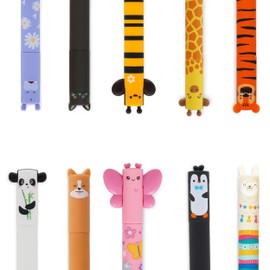 LEGAMI Pen Set [12 Pieces], Erasable Gel Pens with Hippo, Lama, Dino, Cat, Corgi, Shark, Giraffe, Bee, Lion, Rabbit, Unicorn, Teddy (Set of 10)