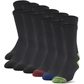 Gildan Men's Polyester Half Cushion Crew Socks, 12-Pack, Assorted, Shoe Size: 10-13