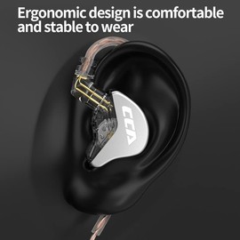 erjigo Auriculares intraurales con cable CCA CRA Sonido dinámico cristalino, ajuste ergonómico cómodo, controlador dinámico de 10 mm, aislamiento de ruido, sonido impulsado por graves (sin micrófono, negro)