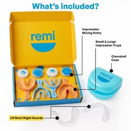 Remi Kit de impresión de protector nocturno personalizado, dos (2) protectores personalizados + funda, protector bucal para rechinar dientes por la no