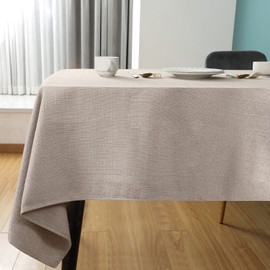 SEASHORE TREE Tablecloth Linen Look Tablecloth Washable Tablecloth Linen Table Runner Table Linen Square Waterproof Tablecloth Beige 140 x 140 cm