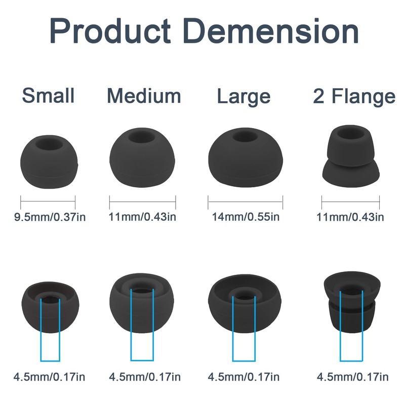 Replacement Eartips Compatible with Powerbeats 3 Powerbeats 2/1, 4 Pairs