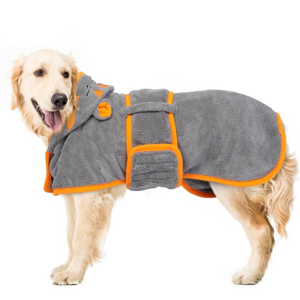 Dog Bathrobe Drying Coat, Microfibre Fast Absorbent Bath Towel With