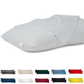 Flowen Side Sleeper Pillow Covers, Decorative Bed/Sofa Pillow Covers, Premium Cotton Sateen, Soft, Durable, Hypoallergenic, Anti-Dust Mite, Concealed Zip, Fully Washable, 40 x 145 cm, Set of 2