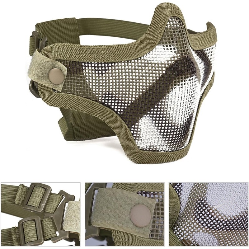 Fansport Airsoft Mask and Goggles Set, Tactical Half Face Mesh