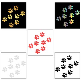 Pack of 5 Dog Paws, 2.8 x 3 cm Paw Paw Dog Cat Sticker, Car Sticker, Scratch Protection, Paws Sticker Pack, for Car, Motorcycle, Wall, Laptop, Furniture (5 Colours)