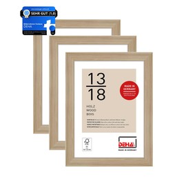 DEHA Design Fontana Wooden Picture Frame, Set of 3, 13 x 18 cm, Natural Oak