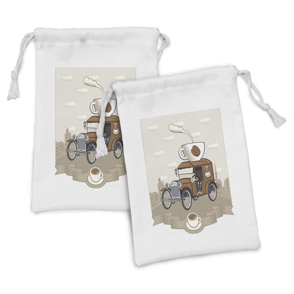Ambesonne Cars Fabric Pouch Set of 2, Old Fashioned Car