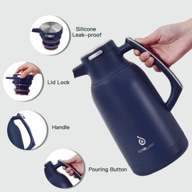 IDEUS 68 oz Stainless Steel Thermal Coffee Carafe, Double Wall Insulated Vacu...