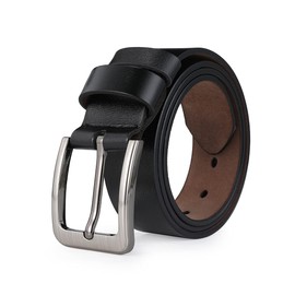 VRLEGEND Men Belt Genuine Leather for Regular & Big and Tall (35"-62") Jeans Belt Dress Belt Casual & Work (34"-36" Waist, Black)