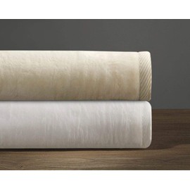 DownTown Company Blanket - Soft Cashmere Throw Blanket for Bed, Sofa, or Couch – Acrylic & Cotton Fabric Imported from Portugal - Queen Size Cream Blanket