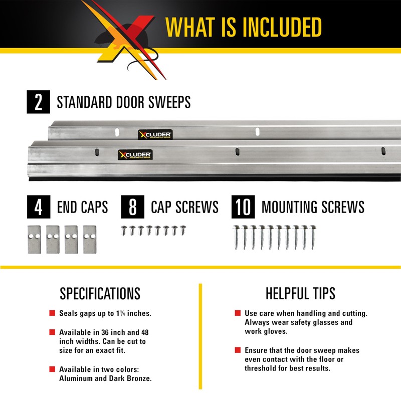 Xcluder 36 in. Standard Door Sweep, Aluminum 2-Pack, Seals Out
