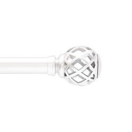 Kenney KN85988 Arthur Diamond Open Work Ball End Premium Decorative Window Curtain Rod, 36-66" Adjustable Length, Luster Brushed Nickel Finish, 1" Diameter Steel Tube