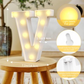 Marquee Light Up Letters V, Light Up Sign, Lights For Room Decor for Men, Christmas Decorations for Room, Christmas Birthday Decorations, Holiday Party Decorations, Dorm Decor
