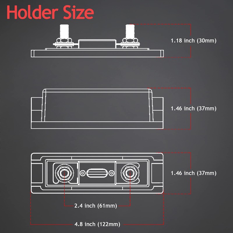 Hamolar 3 Pack 150 AMP ANL Fuse Holder Kit 0/2/4/8