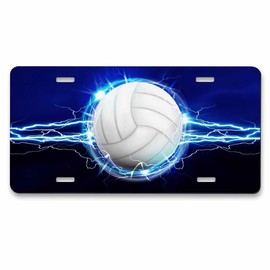 Pehede License Plate Volleyball Ball on The Flashing Background Metal Car Plate 6X12 Inch