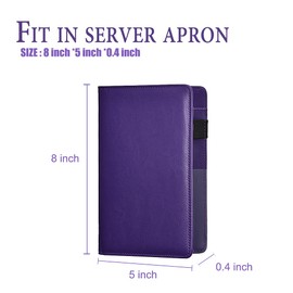 Server Books For Waitress/Waiter Book with Zipper Money Pocket,Cute Waitress Books Organizer Accessories Fit Server Aprons Note Pads (Purple)
